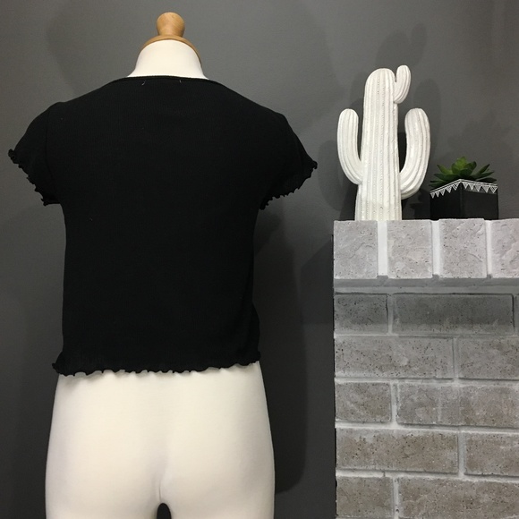 Antistar black frilly crop top - Picture 2 of 4